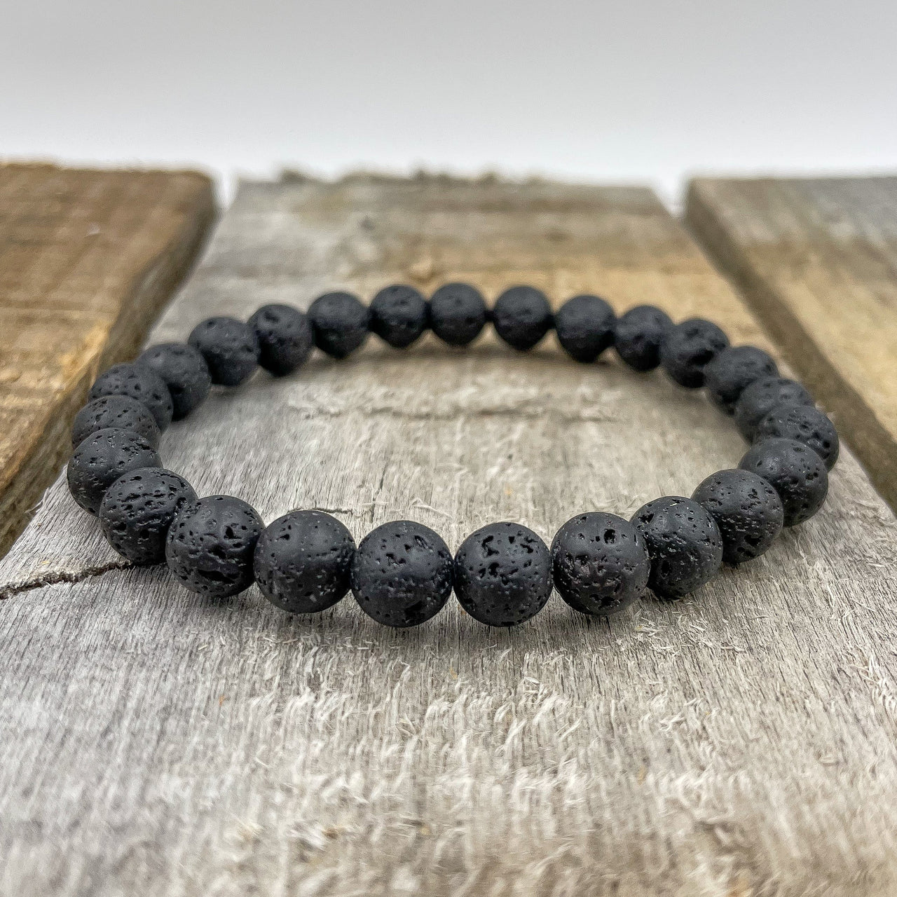 Union - Smooth Lava Rock Gemstone Beaded Bracelet -