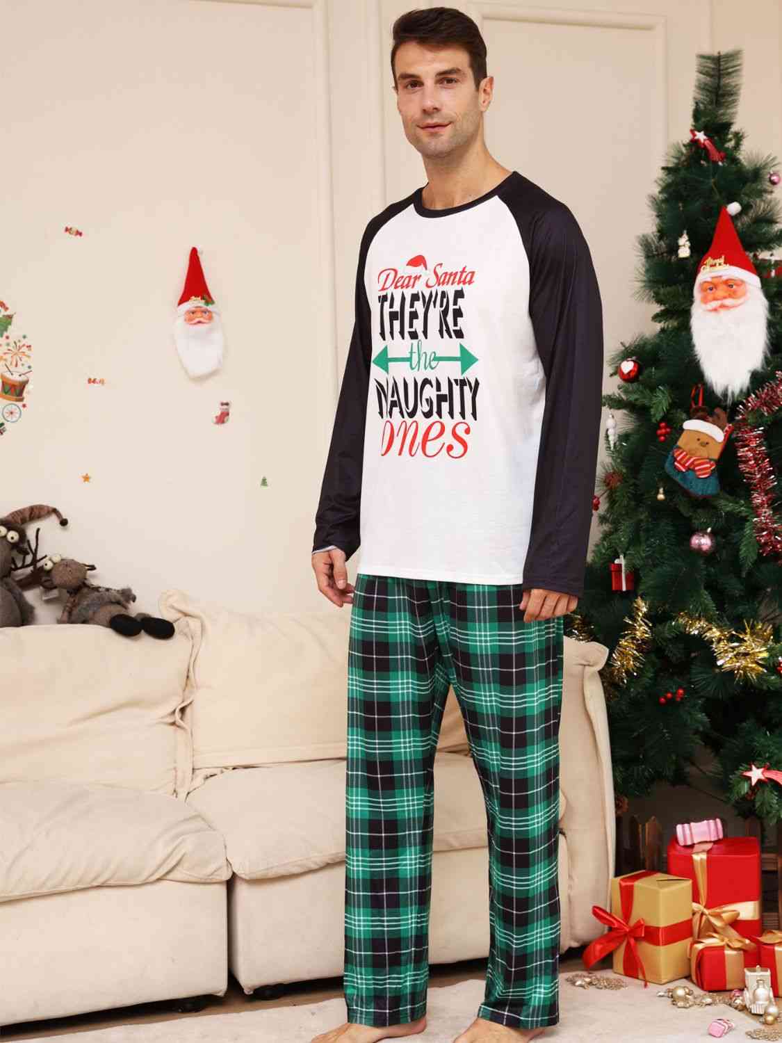 MEN Full Size Graphic Top and Plaid Pants Set - T -