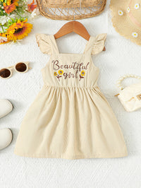 Thumbnail for BEAUTIFUL GIRL Embroidered Graphic Square Neck Dress - T - 4 SIZES - 1 COLOR -