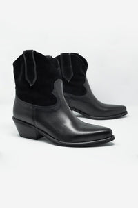 Thumbnail for Q2 - Black Western Sock Boots With Suede Detail - 1 COLOR -