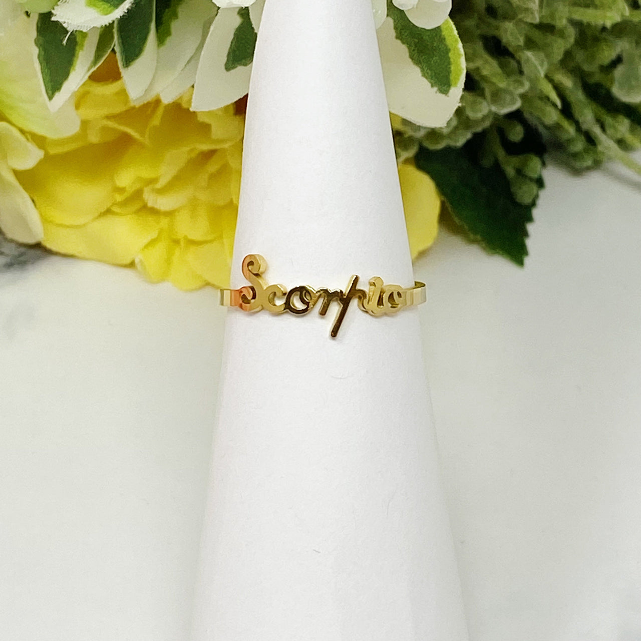 Ellison & Young - Scripted Zodiac Ring - 18K Gold plated - ALL 12 SIGNS / FIND YOURS! -