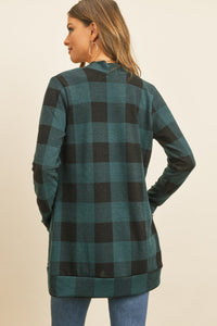 Thumbnail for Riah Fashion - Plaid Long Sleeved Front Pocket Open Cardigan - 3 COLORS -