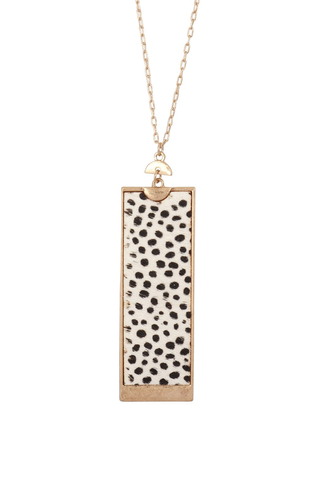 Rectangle Shape Leather Pendant Necklace - 7 COLORS -