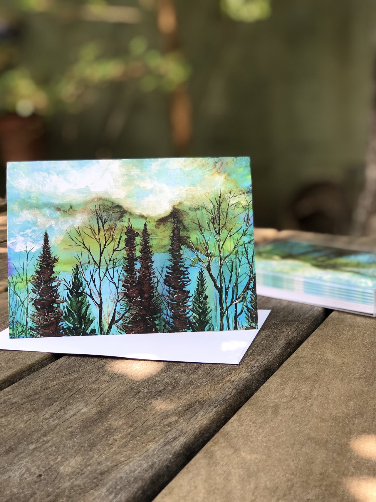 Green Sky Landscape : Greeting Card - 5"X7" - 1 OR SET(6) -