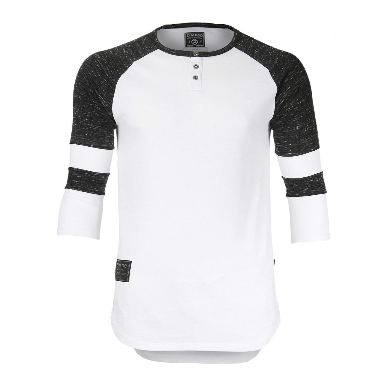 Men's 3/4 Sleeve Baseball Football College Raglan Henley Athletic T-Shirt - 1 COLOR -