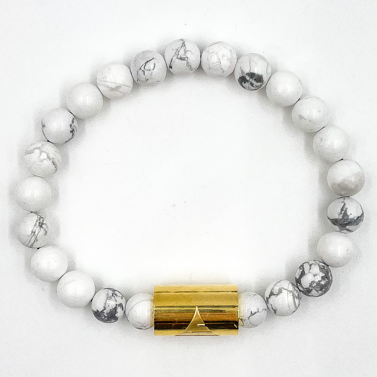 Rocky - White Howlite & Gold Gemstone Beaded Bracelet -