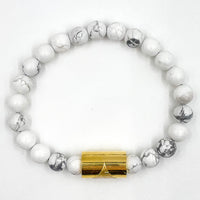 Thumbnail for Rocky - White Howlite & Gold Gemstone Beaded Bracelet -