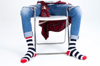 Thumbnail for Men's Navy-White Stripes Socks - 1 COLOR -