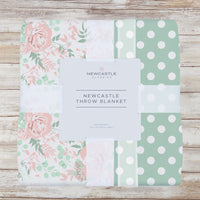 Thumbnail for Newcastle - Desert Rose and Jade Polka Dot Cotton Muslin Throw Blanket -