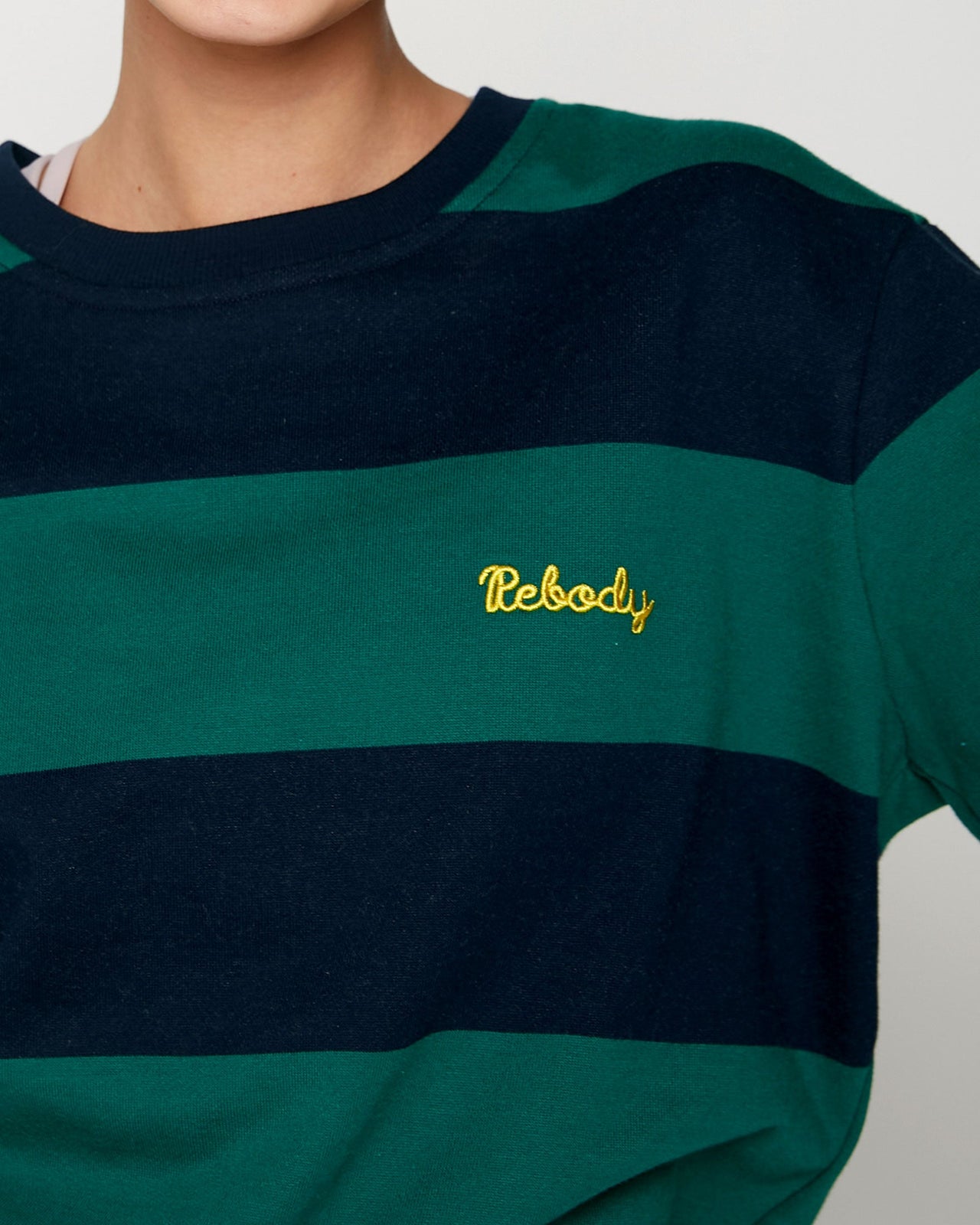 Rebody - Embroidered Rebody Rugby Striped Sweatshirt *Sustainable - 1 COLOR -