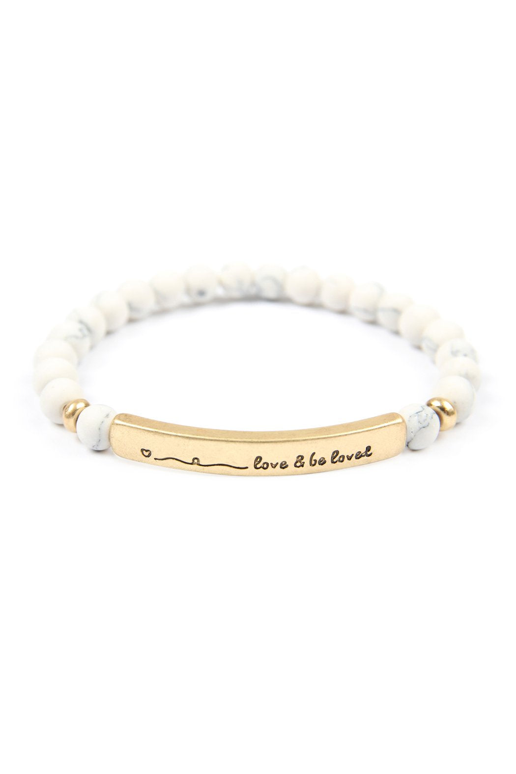 Riah Fashion - "Love and Be Loved" Natural Stone Stretch Bracelet - 2 TONES -