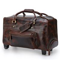 Thumbnail for Leather Trolley Bag - Wheeled Leather Duffle Bag - [5-8 DAY DELIVERY]  - 1 COLOR -