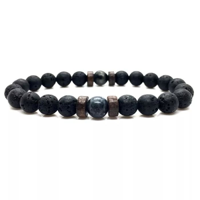 Wood and Lava Stone Essential Oil Bracelet -