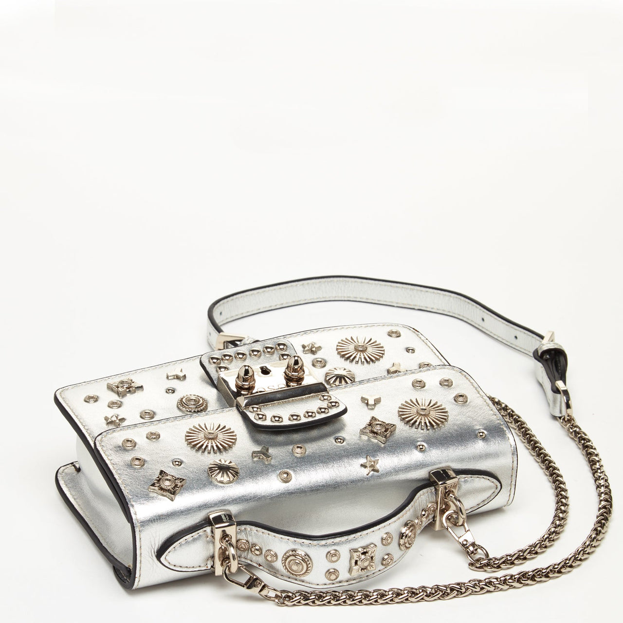 The Hollywood Leather Crossbody Bag Silver -