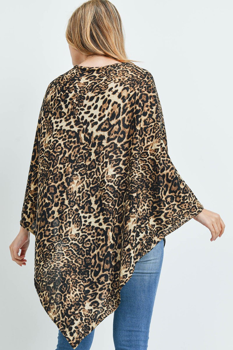 Riah Fashion - All Year Round Leopard Poncho - 3 COLORS -