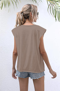 Thumbnail for Round Neck Cap Sleeve Tee - T - 6 COLORS -