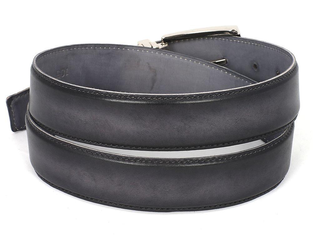 PAUL PARKMAN - Men's Leather Belt Dual Tone Hand-Painted Gray & Black -