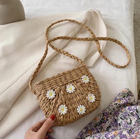 Thumbnail for Juicy Bloom Straw Crossbody Bag - DAISEYS OR CHERRIES -