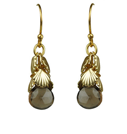 Gena Myint - Shell Cluster Smoky Topaz Earrings -