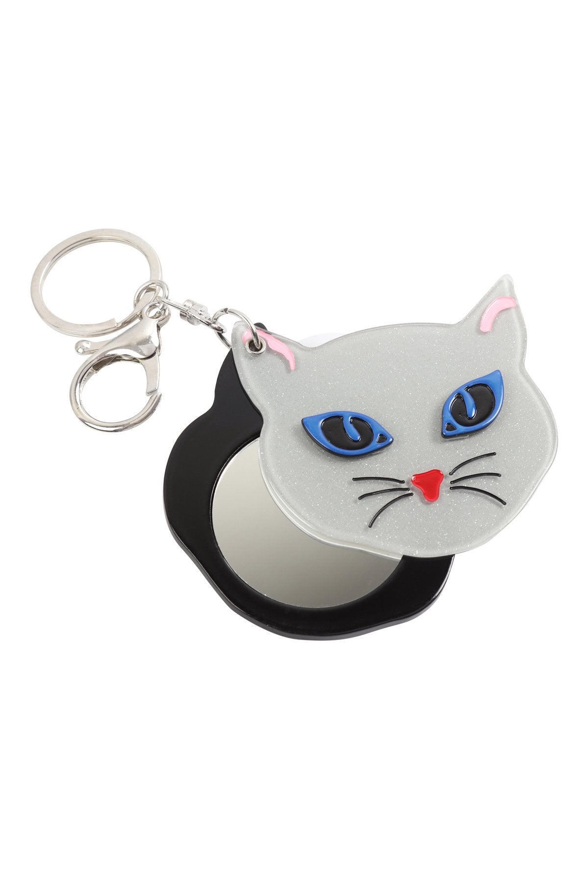 Riah Fashion - Gray Cat With Mirror Keychain -