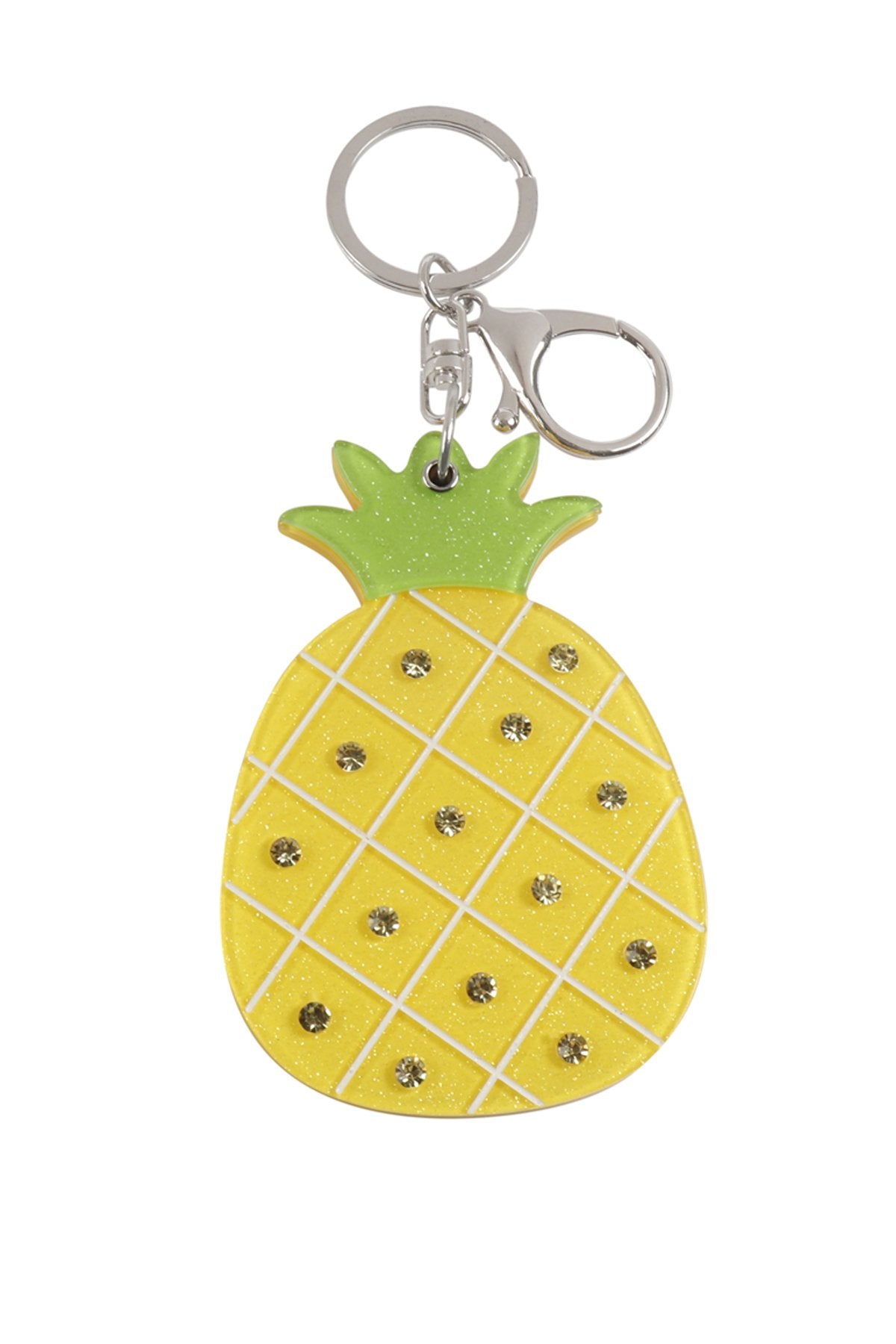 Riah Fashion - Pineapple Rhinestone With Mirror Keychain -