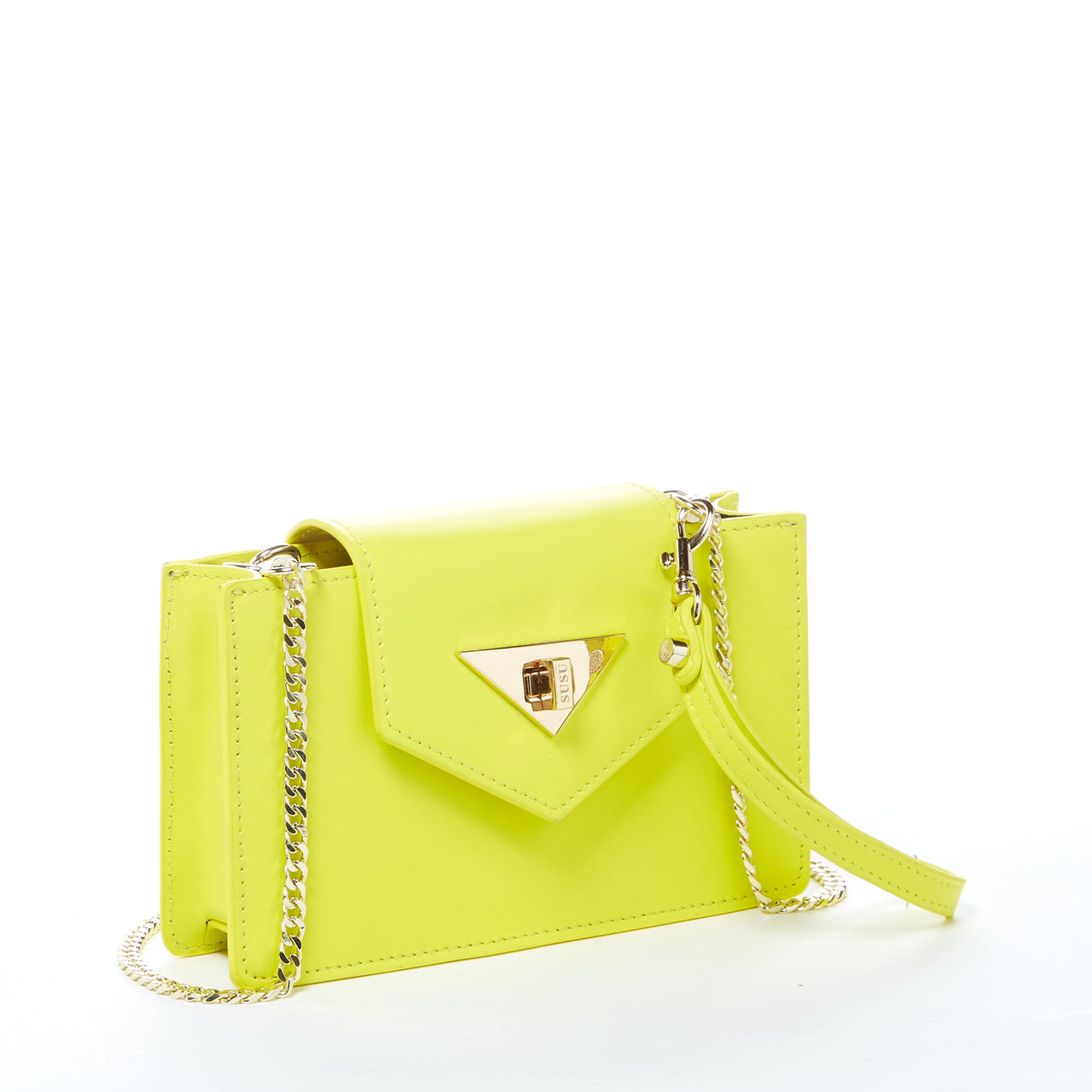 Mary Bright Yellow Small Crossbody Leather Wristlet -