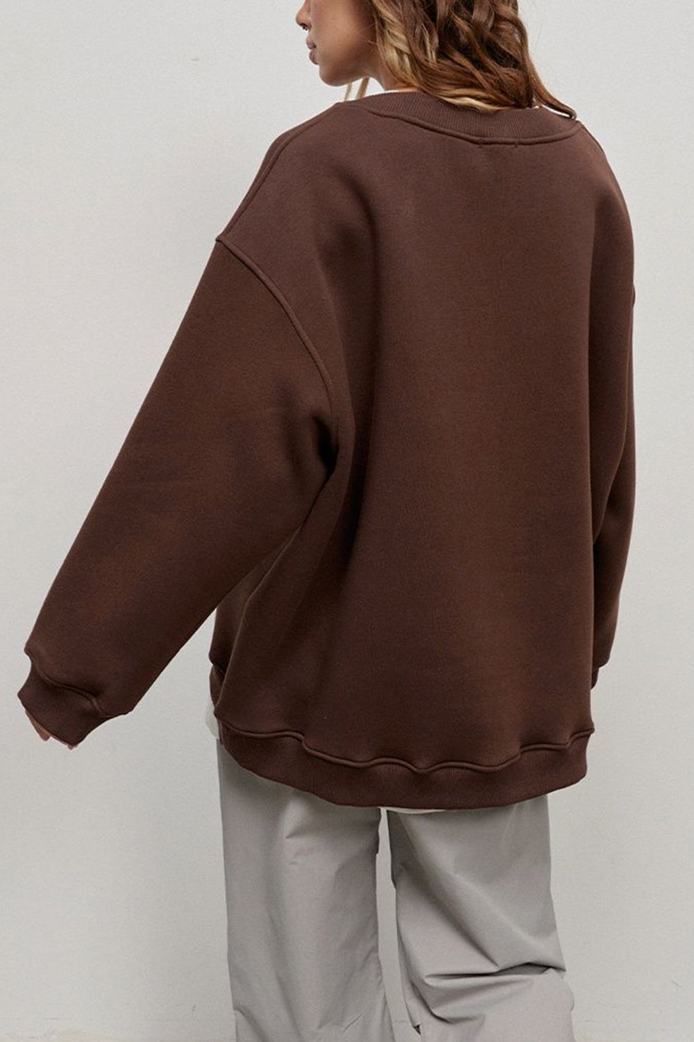 Oversize Round Neck Dropped Shoulder Sweatshirt - T - 10 COLORS -