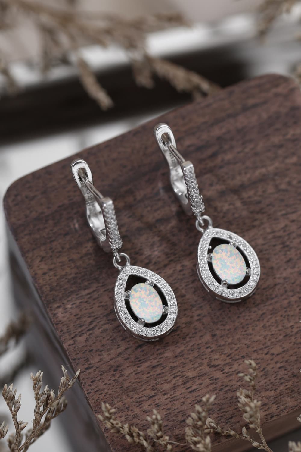 Opal Pear Shaped Drop Earrings - T - 2 COLORS -