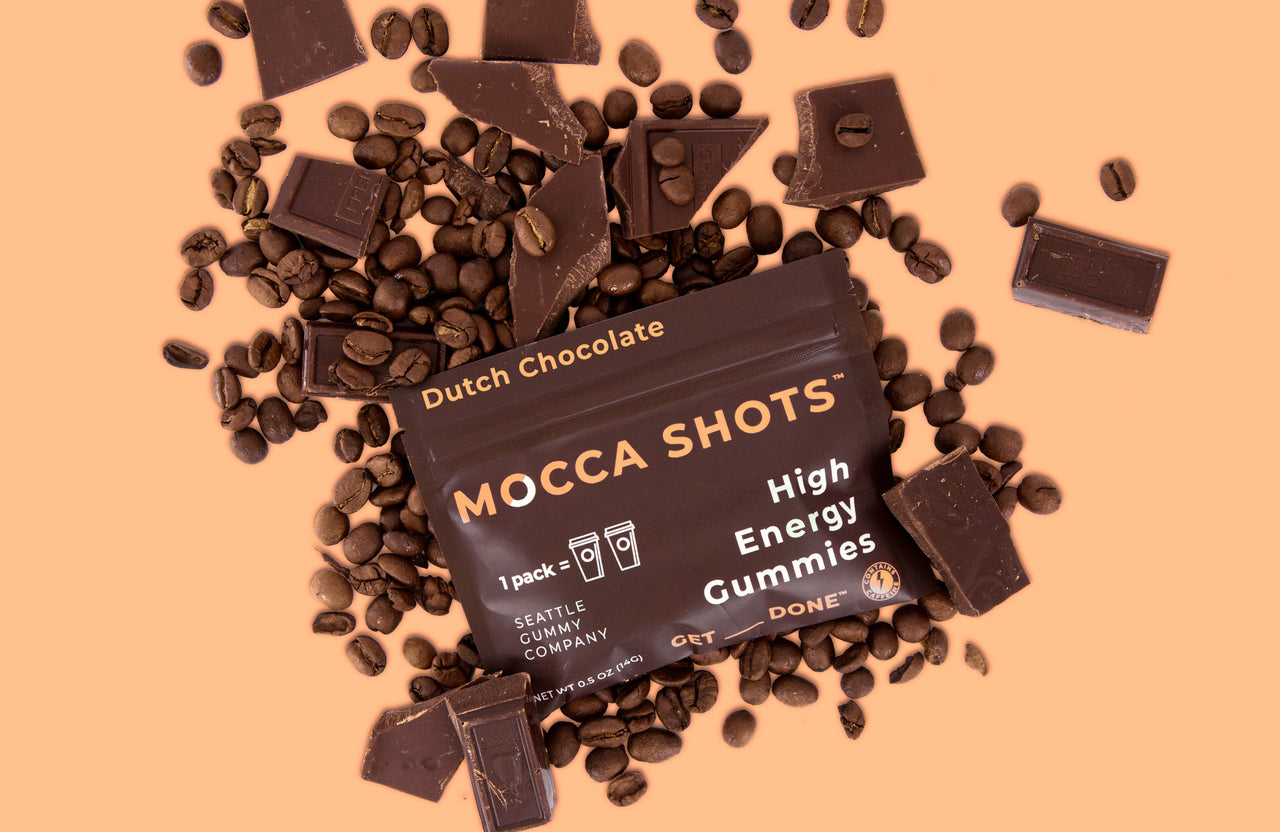 Seattle Gummy Co. - Mocca Shots Energy Gummies with Caffeine | Dutch Chocolate (12-Pack box) -