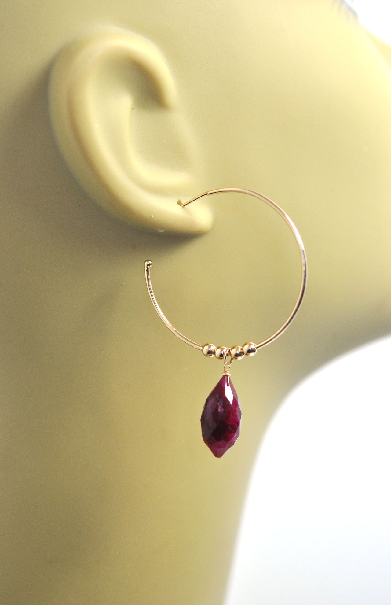 Gena Myint - Ruby Hoop Earrings -