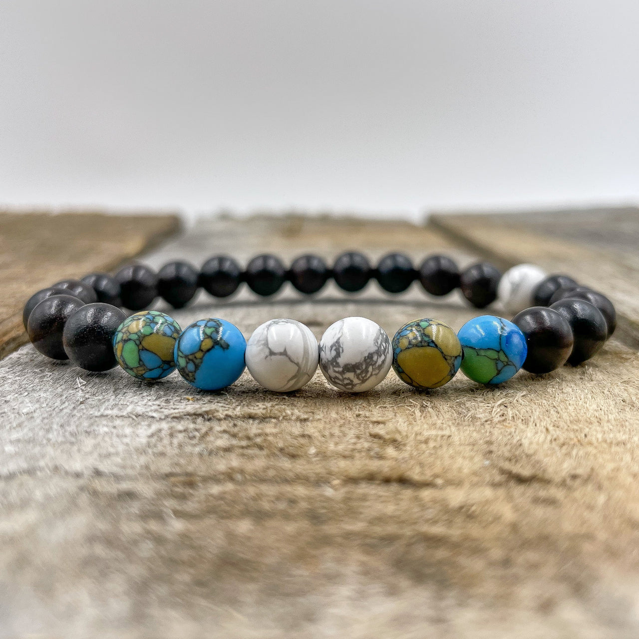 Central - White Howlite, Turquoise Howlite, & Ebony Blackwood -