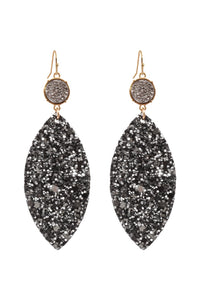 Thumbnail for Riah Fashion - Fabric Sequin Druzy Fish Hook Marquise Earrings - 3 COLORS -