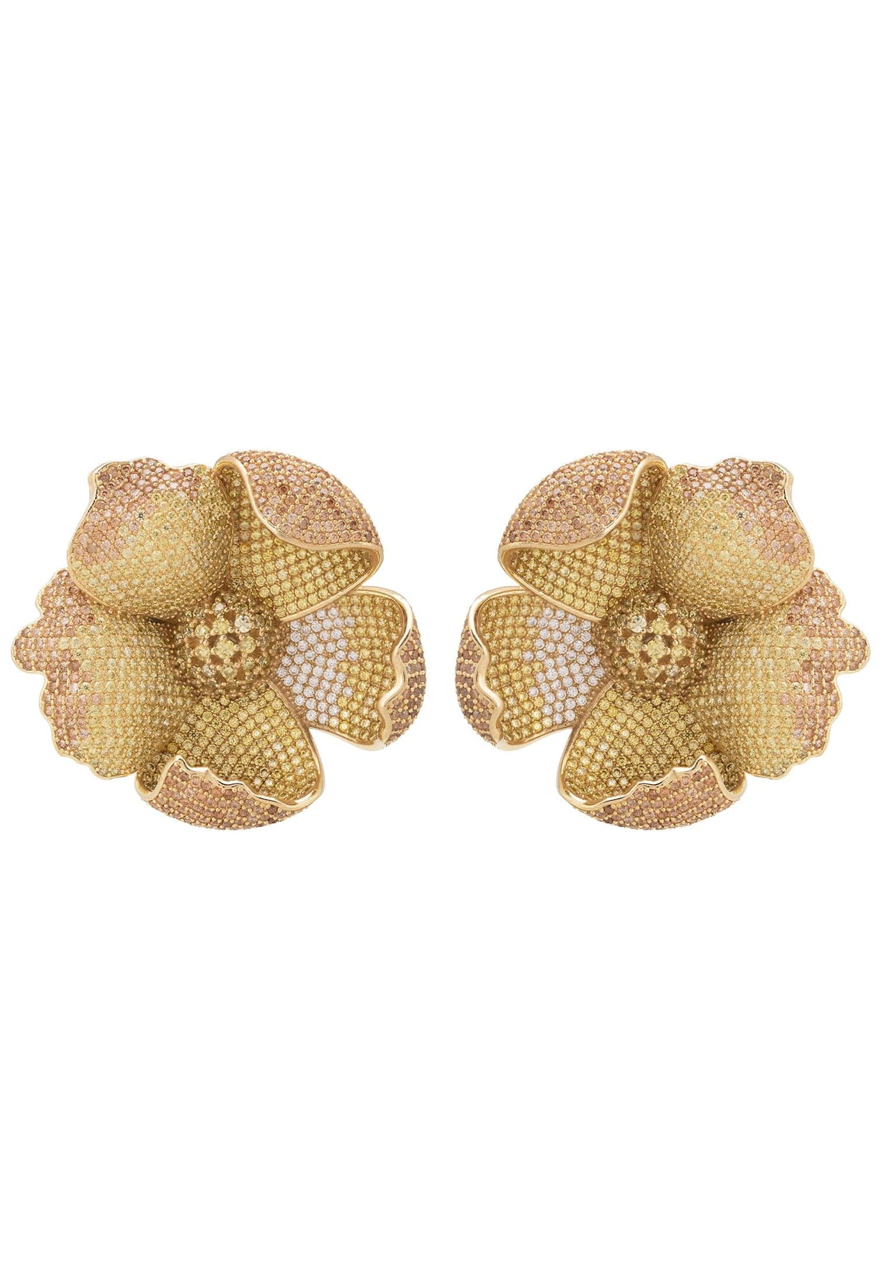 LATELITA - Poppy Flower Lemon Earrings Gold -