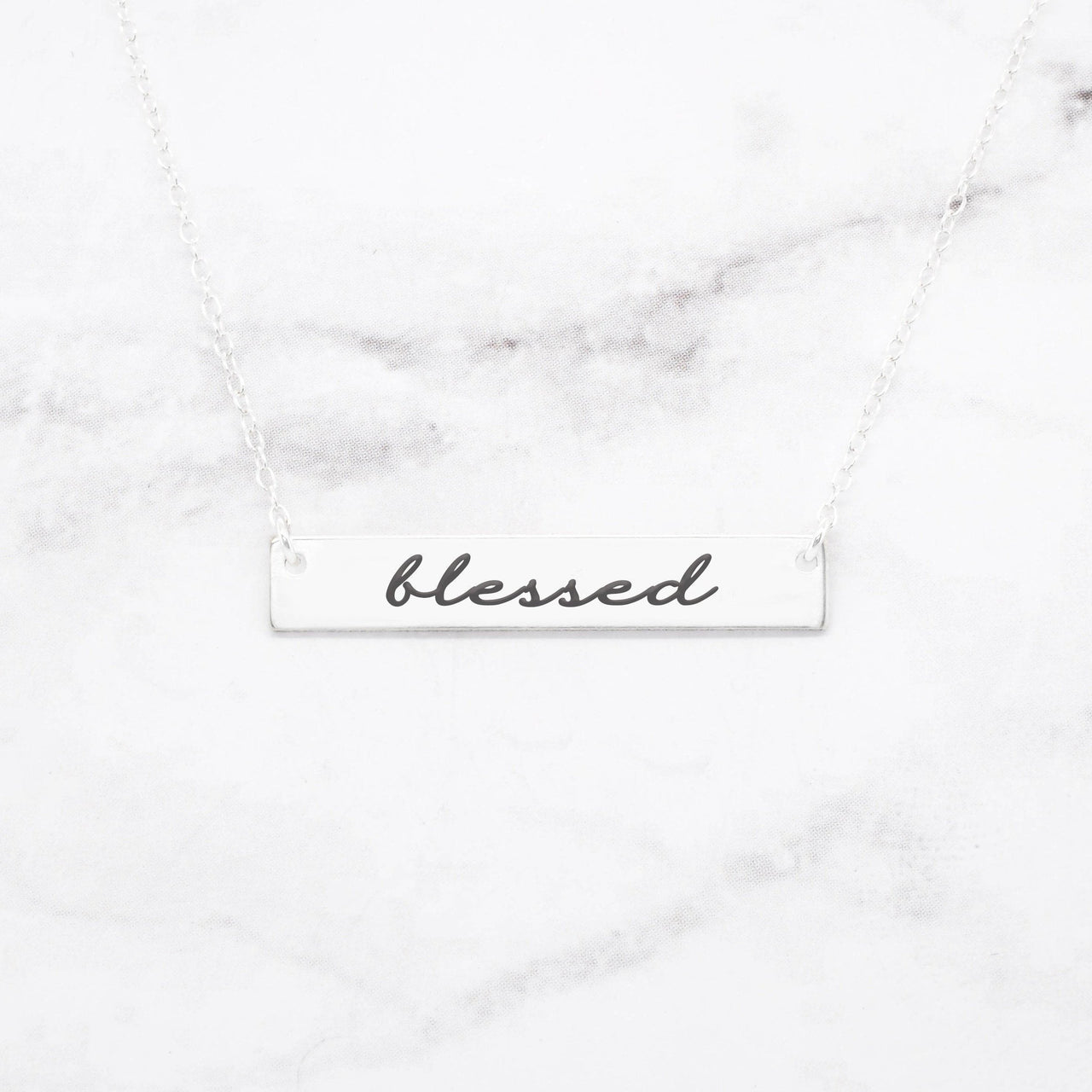 Blessed Necklace - Rose Gold Bar Necklace -