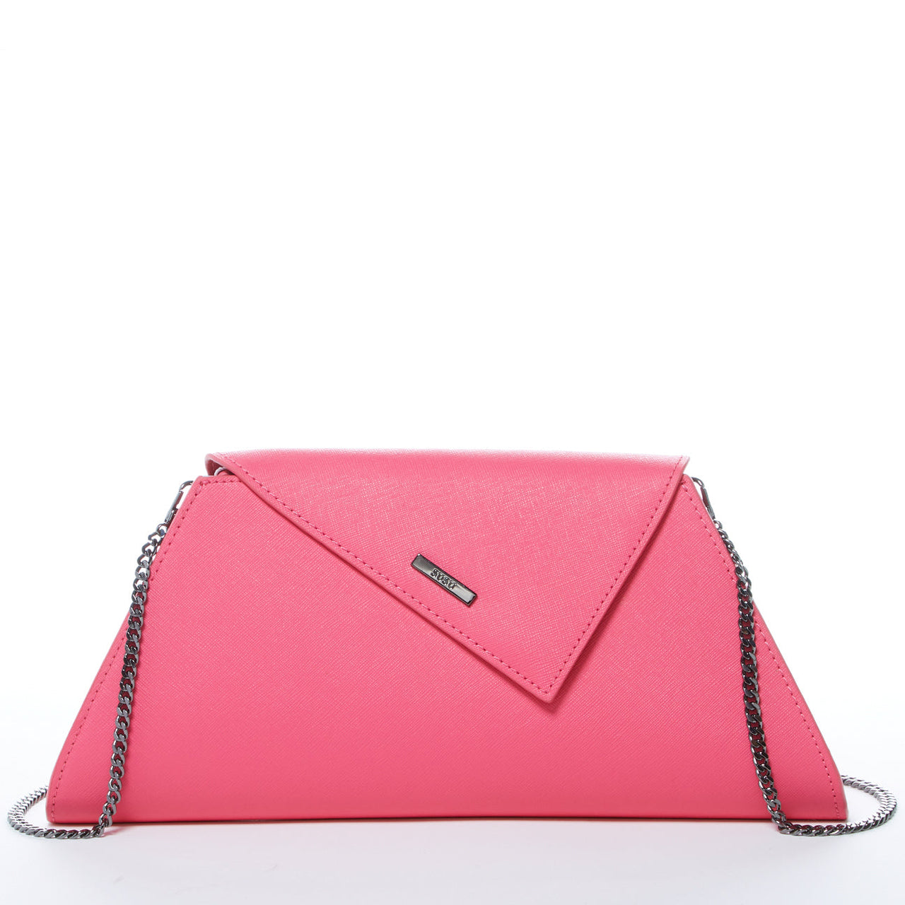 Angelica Hot Pink Leather Clutch Bag -