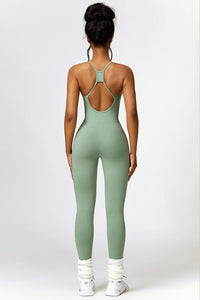 Thumbnail for Open Back Spaghetti Strap Sports Jumpsuit - T - 4 COLORS -