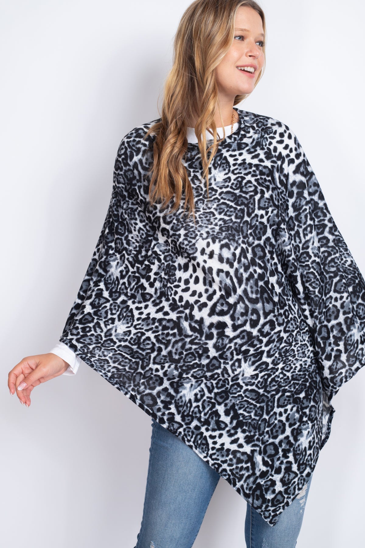 Riah Fashion - All Year Round Leopard Poncho - 3 COLORS -