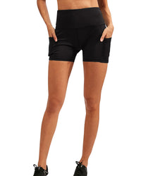 Thumbnail for Savoy - Calcao High Waist Yoga Shorts With Pocket - Black - 1 COLOR -