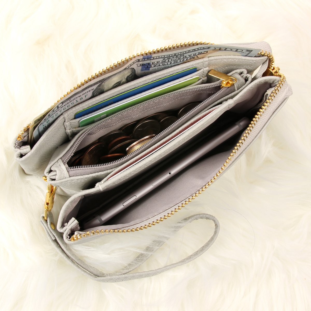 Riah Fashion - Leather Wallet With Detachable Wristlet - 25 COLORS -