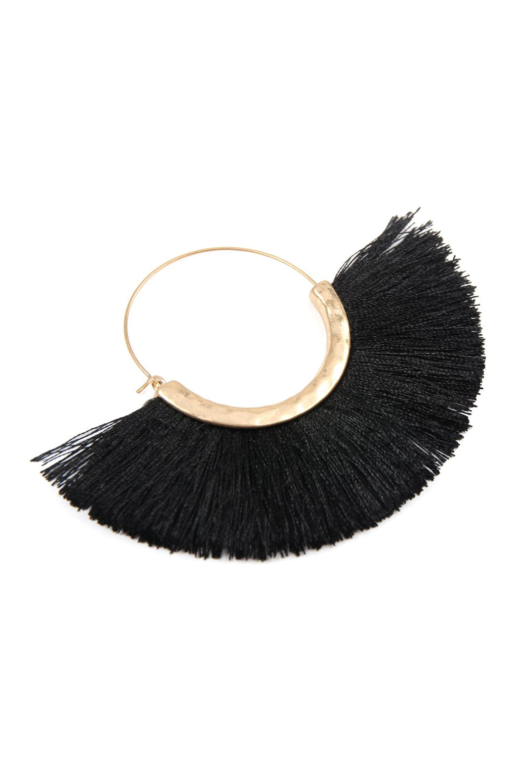 Tassel Fan Hoop Earrings - 15 COLORS -