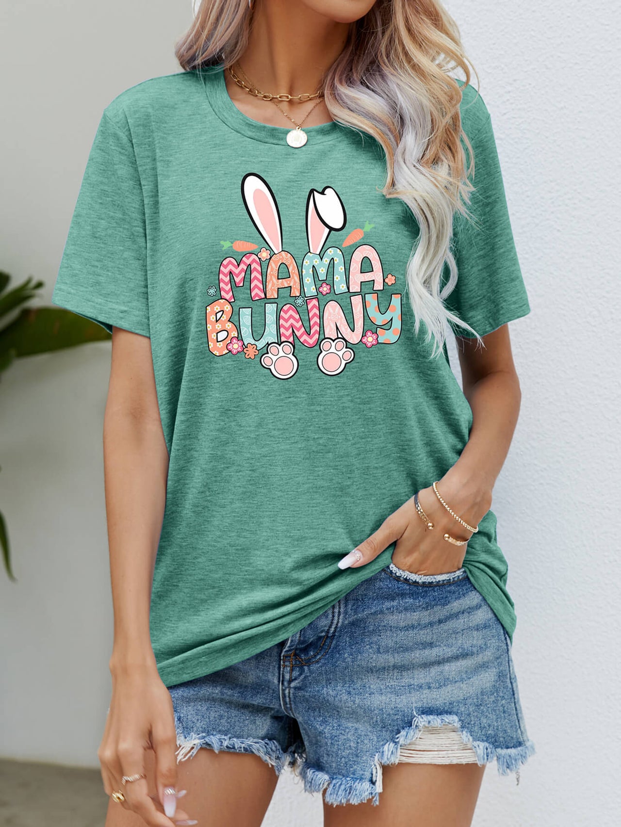 MAMA BUNNY Easter Graphic Short Sleeve Tee - T - 6 COLORS -