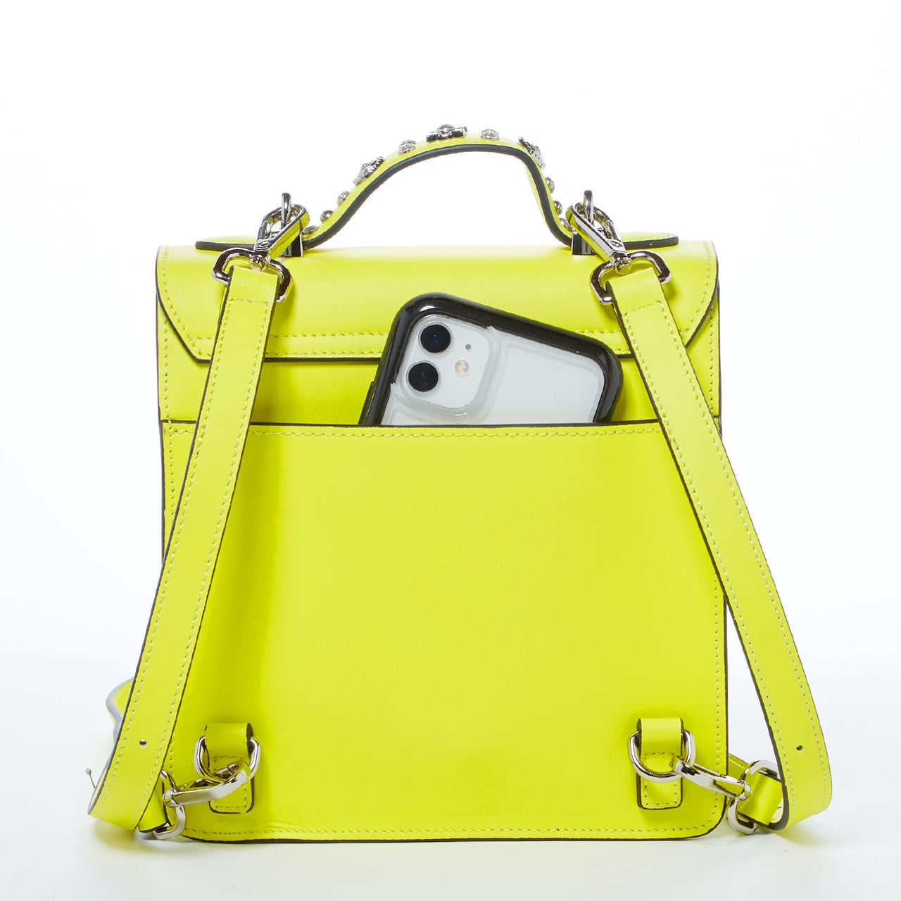 The Hollywood Backpack Purse Leather Yellow -