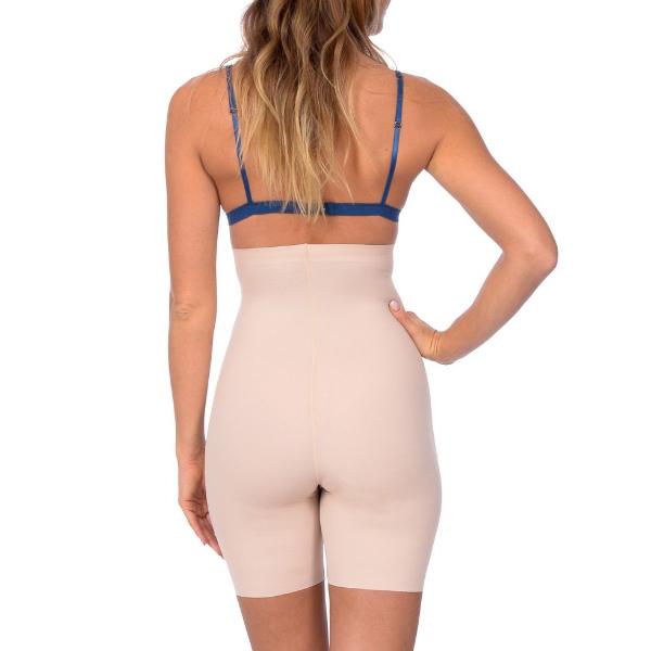 Extra Hi Waist Long Boy Leg Shaper With Targeted Double Front Panel Nude -