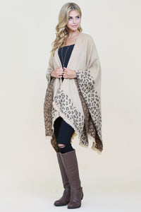 Thumbnail for Riah Fashion - Brown Leopard Print Shawl Cardigan - 1 COLOR -