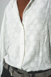 Thumbnail for Q2 - White Textured Blouse With Balloon Sleeves - 1 COLOR -