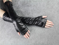 Thumbnail for Zuriel Fingerless Gloves - Vegan Leather - 1 COLOR -