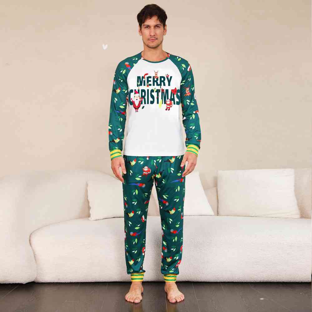 MEN MERRY CHRISTMAS Graphic Top and Printed Pants Set - T -