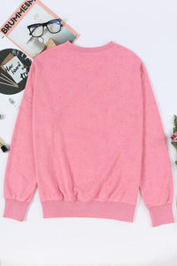 Thumbnail for Sequin Candy Cane Round Neck Slit Sweatshirt - T - 2 COLORS -