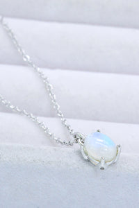 Thumbnail for Natural 4-Prong Pendant Moonstone Necklace - T - 2 FINISHES -