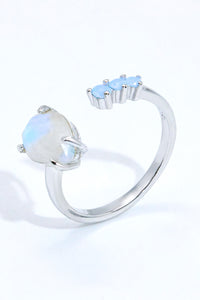 Thumbnail for 18K Rose Gold-Plated Moonstone Open Ring - T - 1 ADJUSTABLE SIZE - 2 FINISHES -